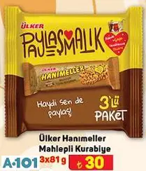 ÜLKER HANIMELLER MAHLEPLİ KURABİYE 3X81 G